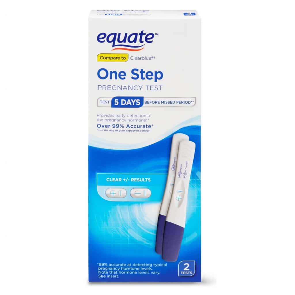Equate One Step Pregnancy Test is a +/- test distributed by SPD Diagnostics / Inverness Medical