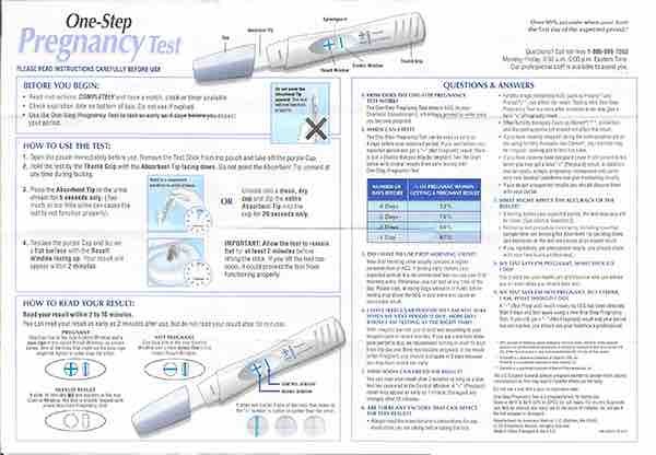 Equate One Step Pregnancy Test Instructions