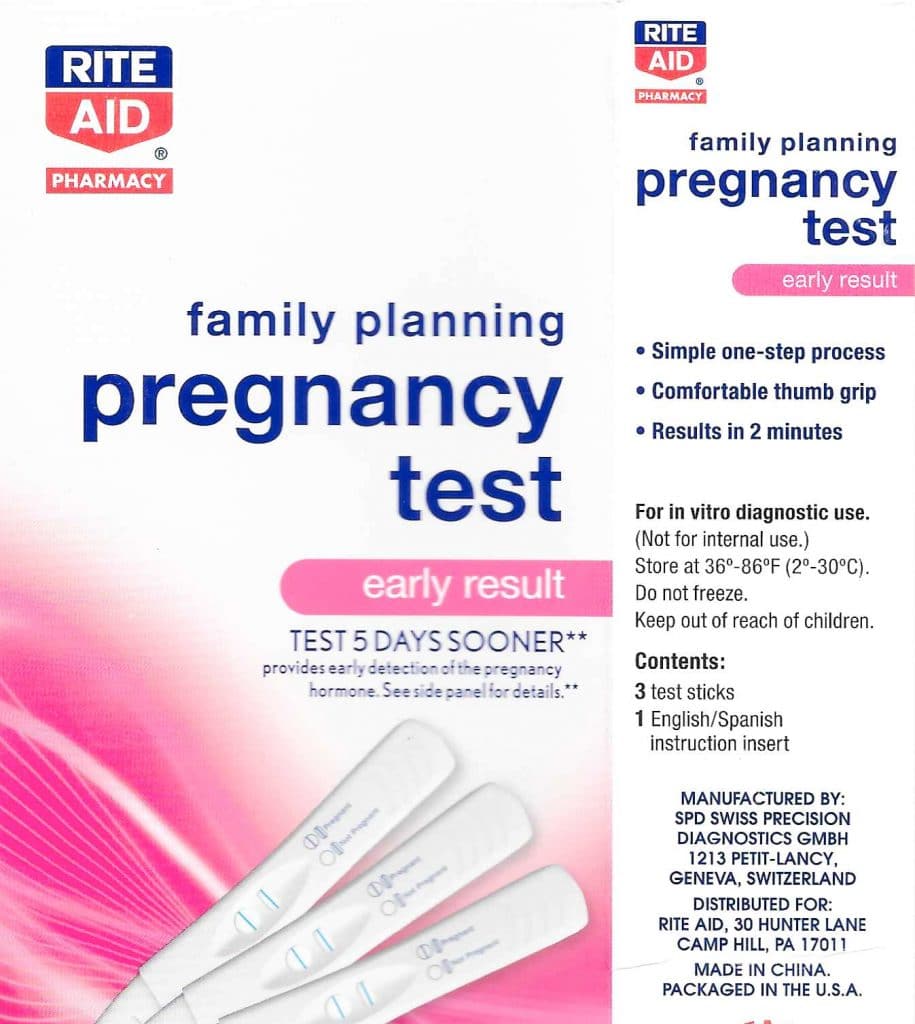 SPD Diagnostics is the specification developer for the Rite Aid Family Planning pregnancy test`.