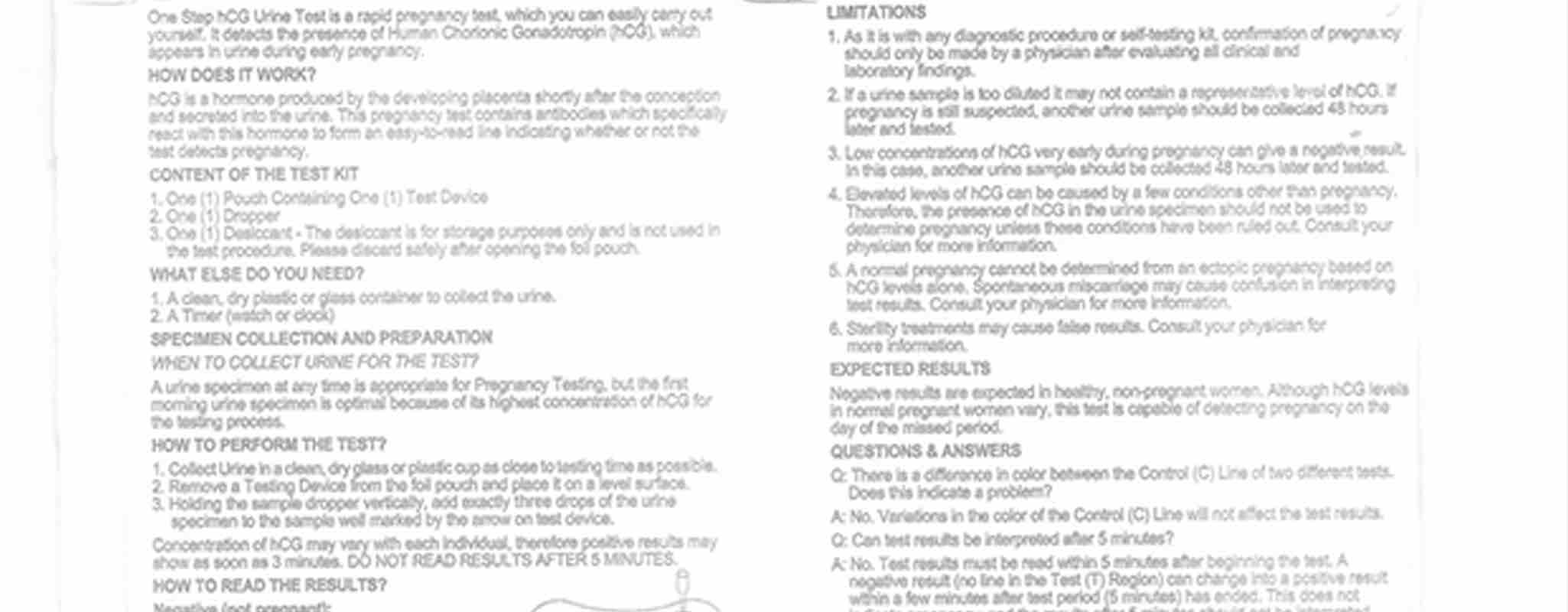 VeriQuick Pregnancy Test Instructions